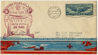 Image: airmail flight cover: Pan American Airways System, FAM-18, USA - England route