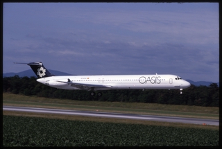 Image: slide: Oasis International Airlines, McDonnell Douglas MD-83, EuroAirport Basel-Mulhouse-Freiburg (BSL)