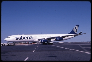 Image: slide: Sabena, Airbus A340-300, John F. Kennedy International Airport (JFK)