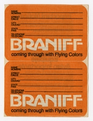 Image: luggage identification label: Braniff International