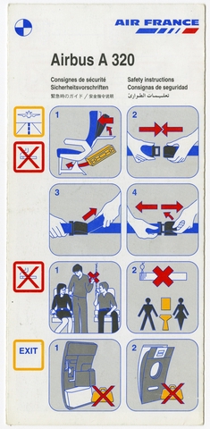 Safety information card: Air France, Airbus A320