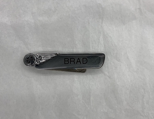 Image: flight attendant wings and name pin: Air New Zealand, Brad