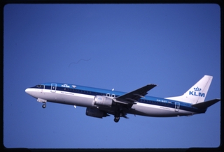 Image: slide: KLM (Royal Dutch Airlines), Boeing 737-400, Amsterdam Airport Schiphol (AMS)