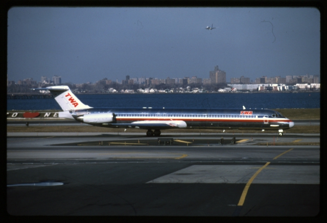 Slide: TWA (Trans World Airlines), McDonnell Douglas MD-80, LaGuardia Airport (LGA)
