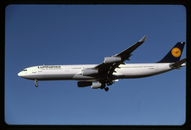 Slide: Lufthansa German Airlines, Airbus A340, Los Angeles International Airport (LAX)