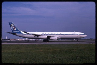 Image: slide: Olympic Airlines, Airbus A340-300, John F. Kennedy International Airport (JFK)