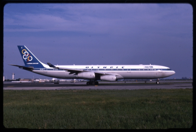 Slide: Olympic Airlines, Airbus A340-300, John F. Kennedy International Airport (JFK)