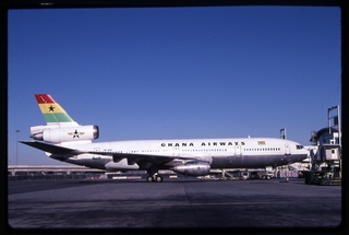 Image: slide: Ghana Airways, McDonnell Douglas DC-10, John F. Kennedy International Airport (JFK)