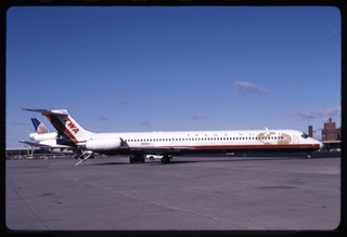 Image: slide: TWA (Trans World Airlines), McDonnell Douglas MD-80, Newark International Airport (EWR)