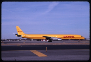 Image: slide: DHL Airways (Cargo), Douglas DC-8-73, John F. Kennedy International Airport (JFK)
