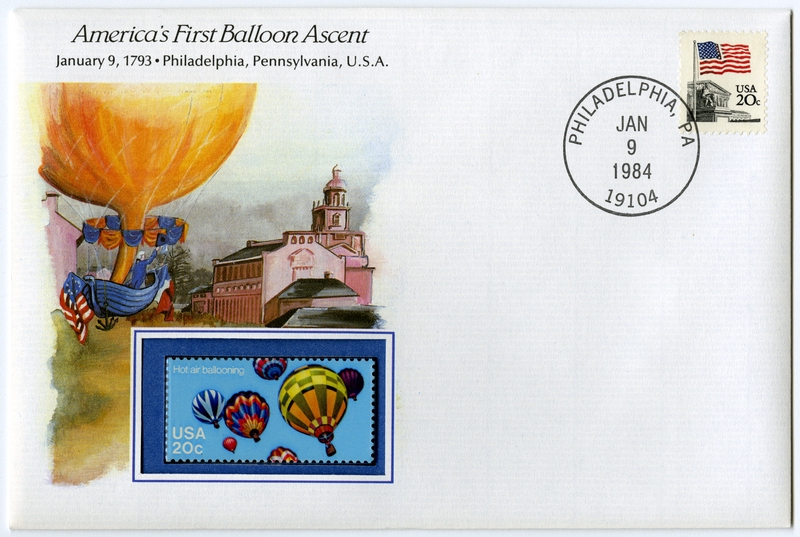 Image: airmail flight cover: America’s first balloon ascent commemorative