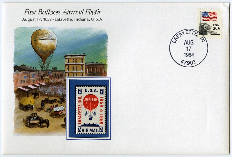Image: airmail flight cover: First balloon airmail flight commemorative