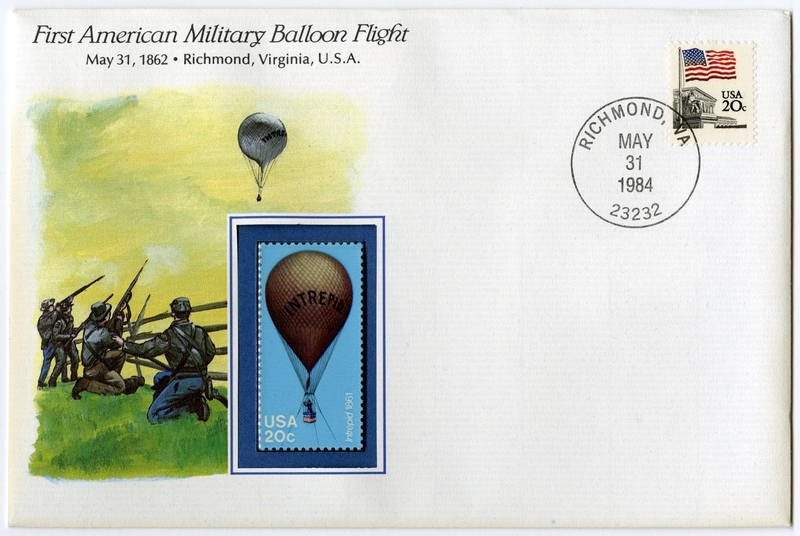 Image: airmail flight cover: First American military balloon flight commemorative