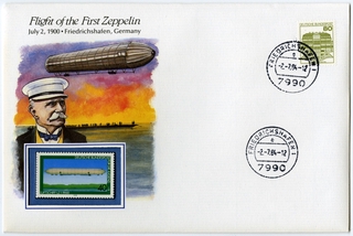 Image: airmail flight cover: Flight of the first Zeppelin commemorative