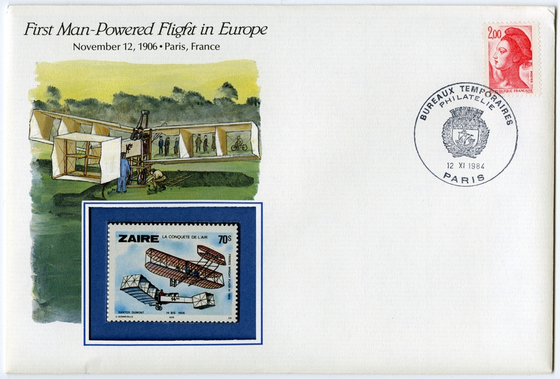 Image: airmail flight cover: First man-powered flight in Europe commemorative