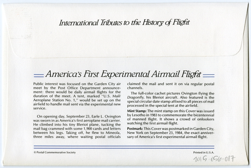 Image: airmail flight cover: America’s first experimental airmail flight commemorative