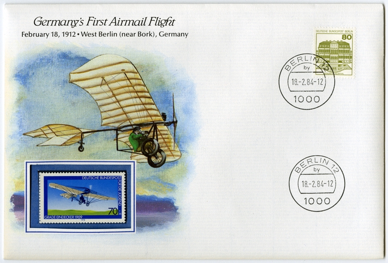 Image: airmail flight cover: Germany’s first airmail flight commemorative