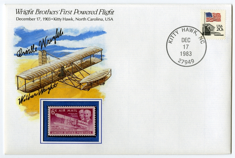 Image: airmail flight cover: Wright brothers’ first powered flight commemorative