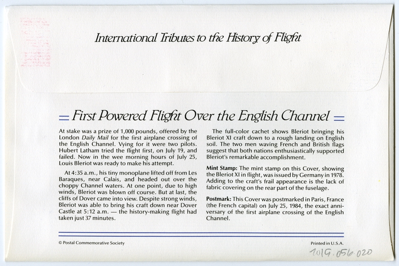 Image: airmail flight cover: First powered flight over the English channel commemorative