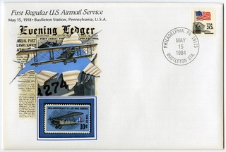 Image: airmail flight cover: First regular U.S. airmail service commemorative
