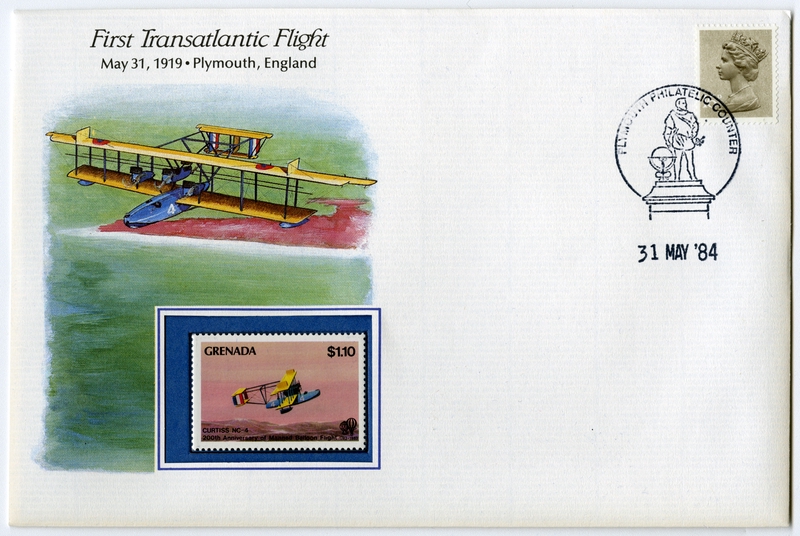 Image: airmail flight cover: First transatlantic flight commemorative