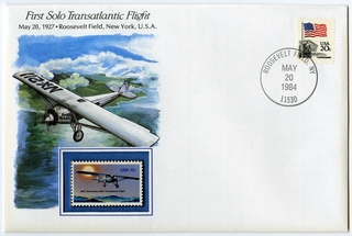 Image: airmail flight cover: First solo transatlantic flight commemorative