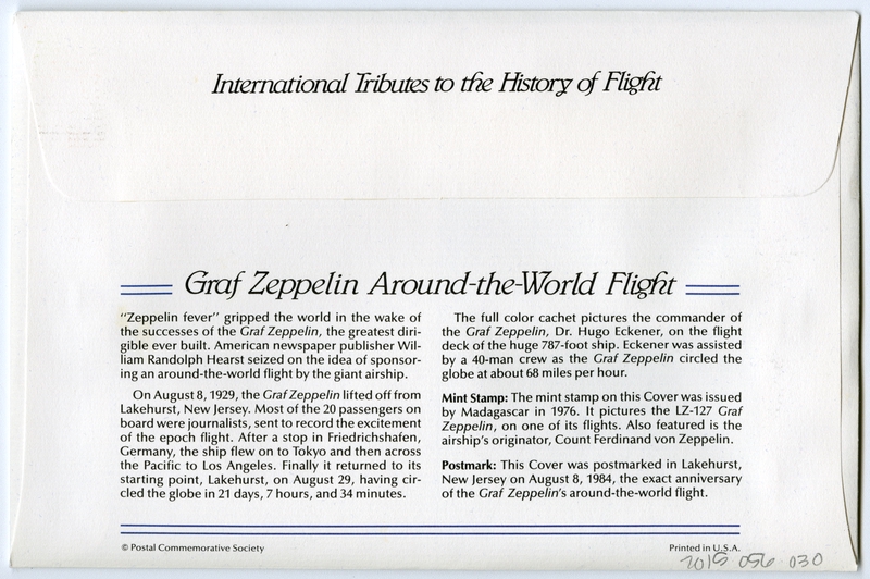Image: airmail flight cover: Graf Zeppelin around-the-world flight commemorative