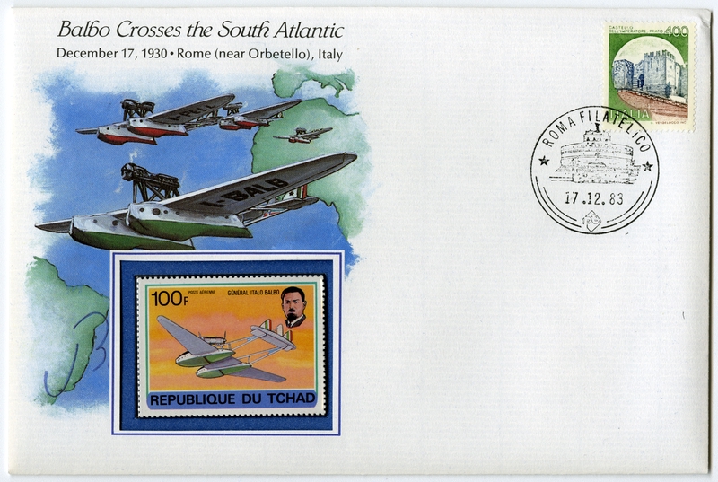 Image: airmail flight cover: Balbo crosses the South Atlantic commemorative