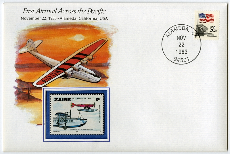Image: airmail flight cover: First airmail across the Pacific commemorative