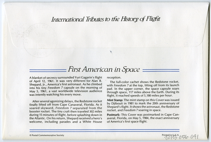 Image: airmail flight cover: First American in space commemorative