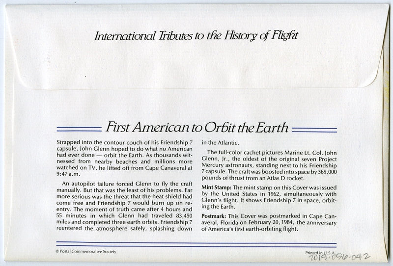 Image: airmail flight cover: First American to orbit the earth commemorative