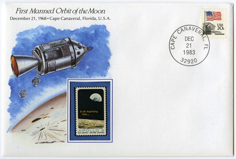 Image: airmail flight cover: First manned orbit of the moon commemorative