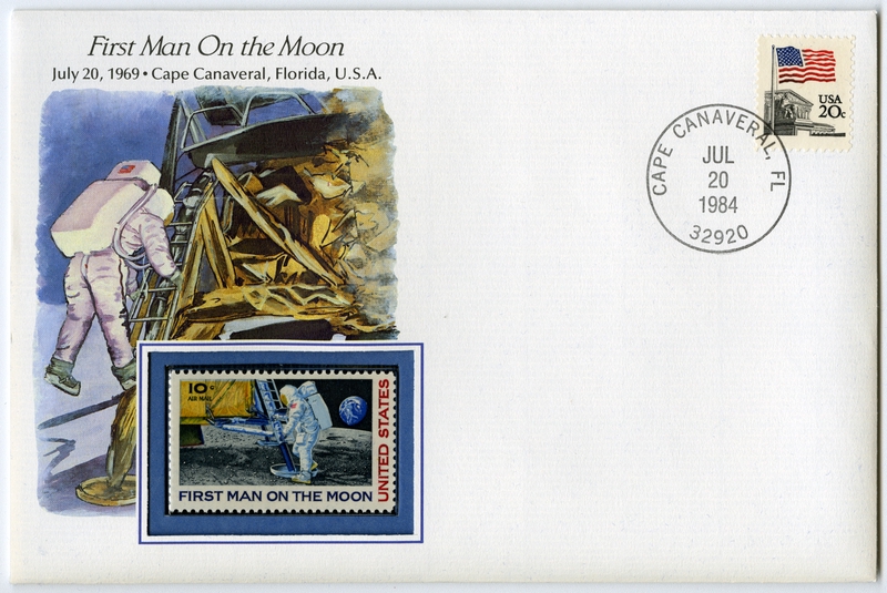 Image: airmail flight cover: First man on the moon commemorative