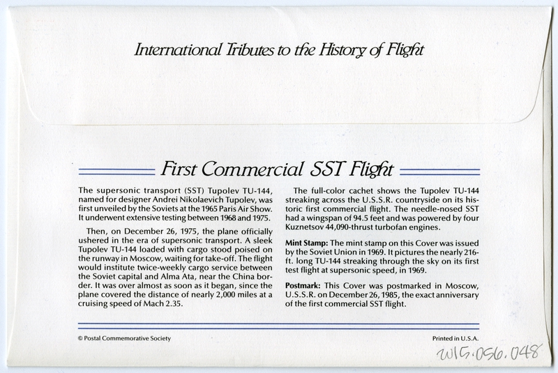 Image: airmail flight cover: First commercial SST flight commemorative