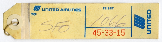 Baggage destination tag: United Airlines