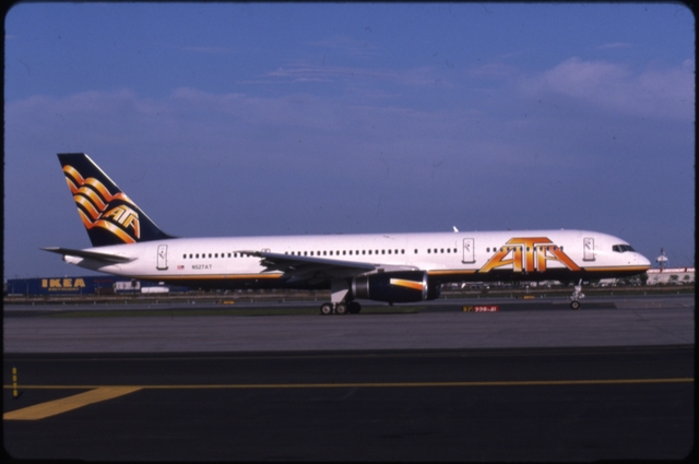 Slide: American Trans Air (ATA), Boeing 757-200, Newark International Airport (EWR)
