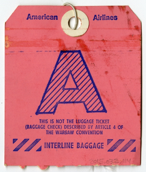 Image: baggage destination tag: American Airlines, Jacksonville