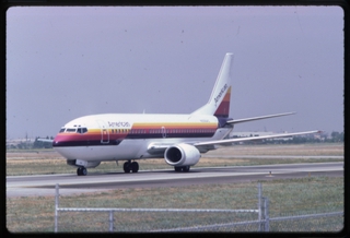 Image: slide: American Champion (AirCal), Boeing 737-300, San Jose Airport (SJC)