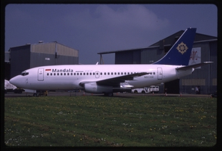Image: slide: Mandala Airlines, Boeing 737-200, Lasham Airfield (QLA)
