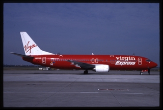 Image: slide: Virgin Express, Boeing 737-400, Dusseldorf Airport (DUS)