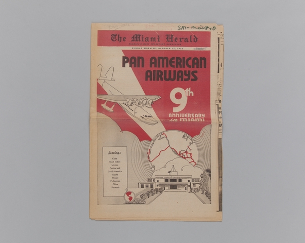 Newspaper section: “Pan American Airways / 9th anniversary in Miami” [Miami Herald, October 17, 1937]