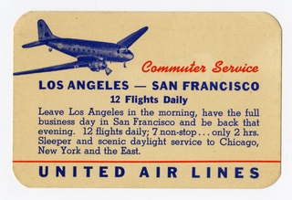 Image: timetable: United Air Lines, pocket schedule