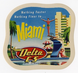 Image: luggage label: Delta-C&S (Chicago & Southern Air Lines), Miami