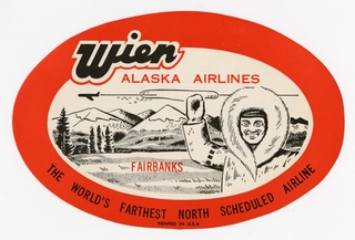 Image: luggage label: Wien Alaska Airlines, Fairbanks