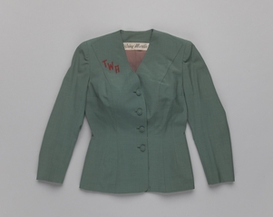 Image: air hostess jacket: TWA (Trans World Airlines), "Green Summer"