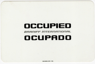 Image: seat occupied card: Braniff International