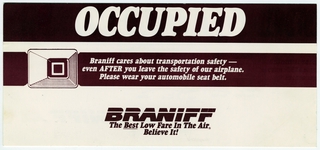 Image: seat occupied card: Braniff Inc.
