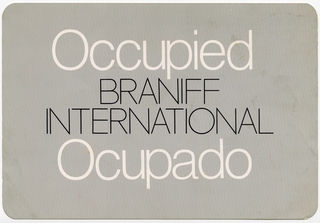 Image: seat occupied card: Braniff International
