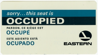 Image: seat occupied card: Eastern Air Lines