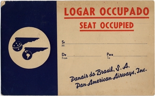 Image: seat occupied card: Panair do Brasil, S. A., Pan American Airways